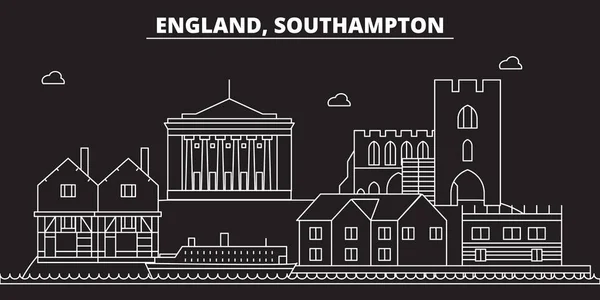 Lo skyline della sagoma di Southampton. Gran Bretagna - Southampton vector city, architettura lineare britannica. Southampton viaggi illustrazione, contorno punti di riferimento. Gran Bretagna icona piatta, striscione inglese — Vettoriale Stock