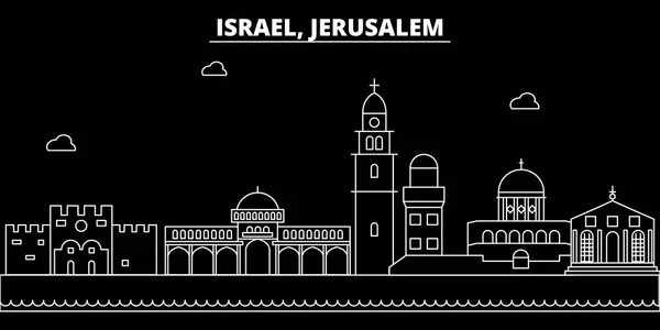 Jerusalim silhouette skyline. Israel - Jerusalim vector city, israeli linear architecture, buildings. Jerusalim travel illustration, outline landmarks. Israel flat icon, israeli line banner — Stock Vector