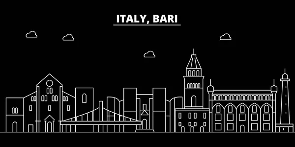 Silhouette Bari skyline. Italie - Bari ville vectorielle, architecture linéaire italienne, bâtiments. Bari illustration de voyage, esquisser des points de repère. Italie icône plate, bannière de ligne italienne — Image vectorielle