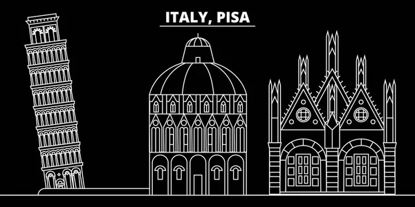 Pisa silhueta skyline. Itália - Pisa vetor cidade, arquitetura linear italiana, edifícios. Pisa ilustração viagem, marcos esboço. Itália ícone plano, banner linha italiana — Vetor de Stock