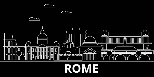 Rome silhouette skyline. Italie - Rome ville vectorielle, architecture linéaire italienne, bâtiments. Rome illustration de voyage, esquisse des points de repère. Italie icône plate, bannière de ligne italienne — Image vectorielle