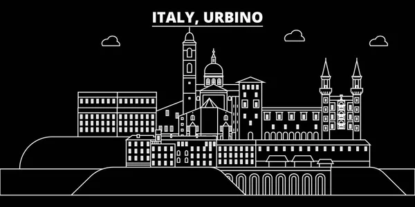 Urbino silhouette skyline. Italy - Urbino vector city, italian linear architecture, buildings. Urbino travel illustration, outline landmarks. Italy flat icon, italian line banner