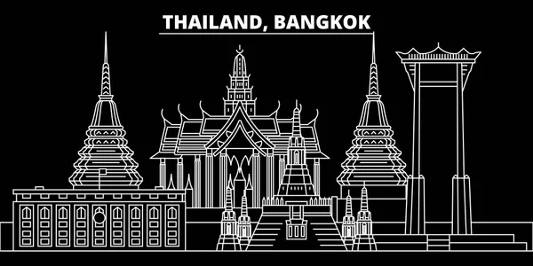 Linha Horizonte Silhueta Bangkok Tailândia Bangkok Vetor Cidade Arquitetura Linear — Vetor de Stock