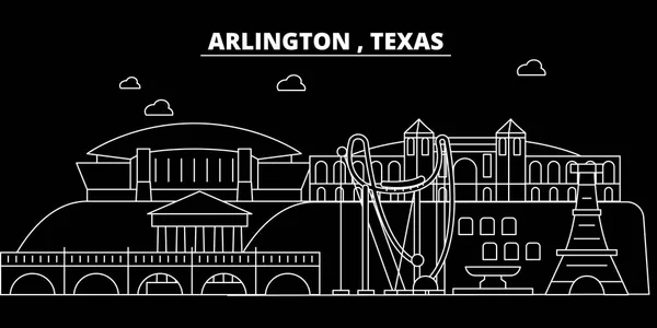 阿灵顿剪影天际线。美国-阿灵顿矢量城市, 美国线性建筑, 建筑物。阿灵顿旅游插图, 勾勒地标。美国平面图标, 美国线横幅 — 图库矢量图片