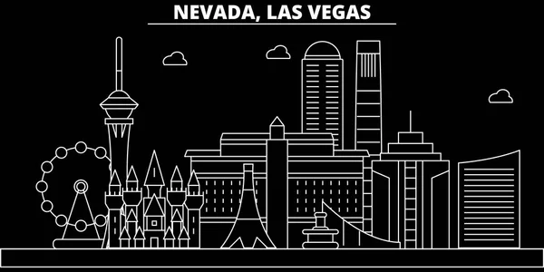 Las Vegas silhouette skyline. USA - Las Vegas vector city, american linear architecture, buildings. Las Vegas travel illustration, outline landmarks. USA flat icon, american line banner — Stock Vector