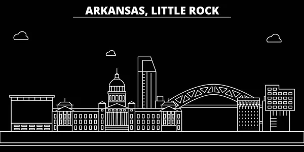 Petite silhouette rock skyline. États-Unis - Petite ville vectorielle du rock, architecture linéaire américaine, bâtiments. Illustration de voyage Little Rock, esquisse des monuments. Icône plate USA, bannière de ligne américaine — Image vectorielle