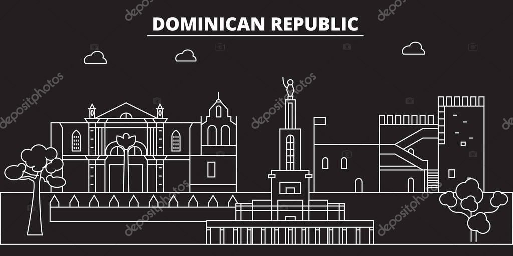 Dominican Republic silhouette skyline. Dominican Republic vector city, dominican linear architecture, buildingline travel illustration, landmarkflat icon, dominican outline design, banner