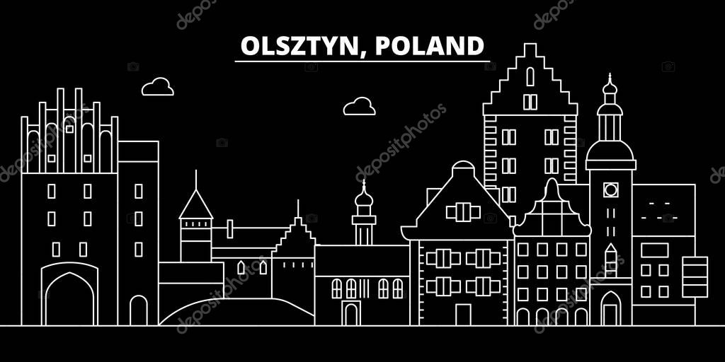 Olsztyn silhouette skyline. Poland - Olsztyn vector city, polish linear architecture, buildings. Olsztyn line travel illustration, landmarks. Poland flat icon, polish outline design banner