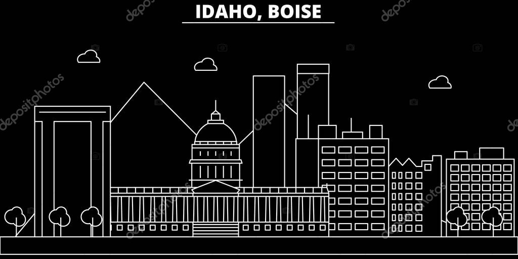 Boise silhouette skyline. USA - Boise vector city, american linear architecture, buildings. Boise line travel illustration, landmarks. USA flat icon, american outline design banner