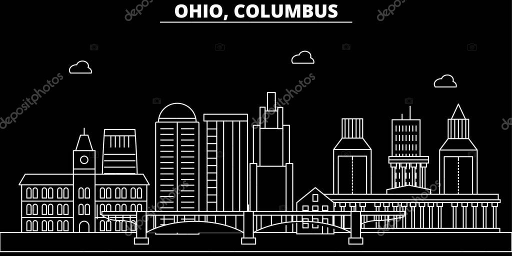 Columbus silhouette skyline. USA - Columbus vector city, american linear architecture, buildings. Columbus line travel illustration, landmarks. USA flat icon, american outline design banner