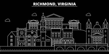 Richmond siluet manzarası. ABD - Richmond vektör şehir, doğrusal mimari, binalar. Richmond seyahat illüstrasyon, anahat yerler. ABD düz simgesi, Amerikan hat afiş