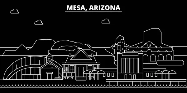 Skyline silhouette Mesa. USA - Mesa vector city, architettura lineare americana, edifici. Mesa illustrazione di viaggio, contorno punti di riferimento. USA icona piatta, bandiera della linea americana — Vettoriale Stock