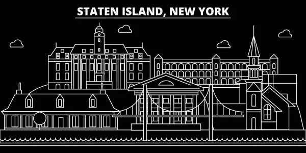 New York silhouette városára. USA - New York City vektor város, Amerikai lineáris építészet, épületek. New York City line utazási illusztráció, tereptárgyak. USA lapos ikon, Amerikai szerkezeti kialakítás — Stock Vector