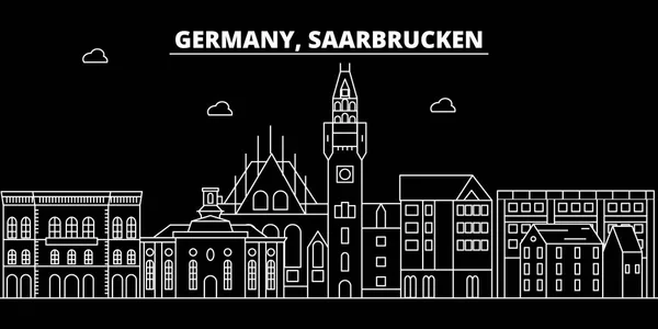 Die Silhouettensilhouette von Saarbrücken. deutschland - saarbrücken vektorstadt, deutsche lineare architektur. saarbrücker linie reiseillustration, sehenswürdigkeiten. Deutschland flache Ikone, deutsches Outline Design Banner — Stockvektor