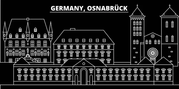 O horizonte da silhueta de Osnabruck. Alemanha - Osnabruck vector city, arquitetura linear alemã, edifícios. Ilustração de viagem de linha de Osnabruck, marcos. Alemanha ícone plano, banner de design de esboço alemão —  Vetores de Stock