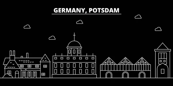 Skyline silueta Potsdam. Alemania - Potsdam vector city, arquitectura lineal alemana, edificios. Ilustración de viaje en línea de Potsdam, monumentos. Icono plano de Alemania, bandera de diseño de esquema alemán — Vector de stock
