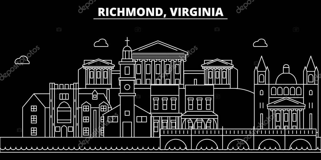 Richmond silhouette skyline. USA - Richmond vector city, american linear architecture, buildings. Richmond line travel illustration, landmarks. USA flat icon, american outline design banner