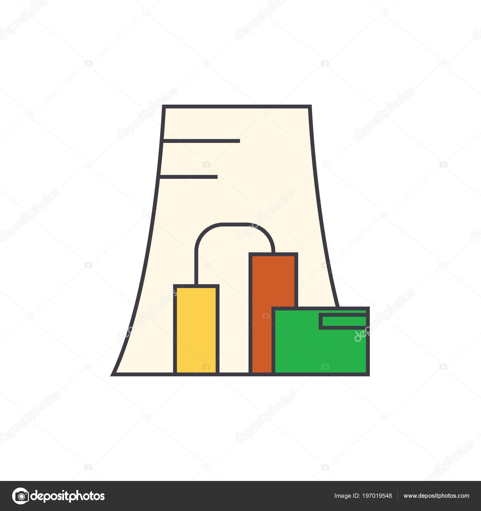 thermal power plant line icon concept thermal power plant flat Thermal Power Production thermal power plant line icon concept thermal power plant flat vector sign, symbol,