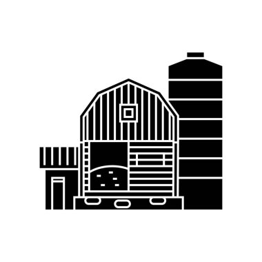 Çiftlik siyah simge kavramı. Çiftlik vektör işaret, sembol, şekil.