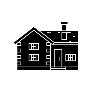 Köy yazlık siyah simge kavramı. Köy yazlık vektör işaret, sembol, illüstrasyon.