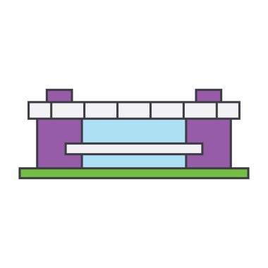 Stadyum satırı simgesi kavramı. Stadyum düz vektör işaret, sembol, illüstrasyon.