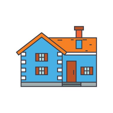 Köy yazlık hat simgesi kavramı. Köy yazlık düz vektör işaret, sembol, illüstrasyon.