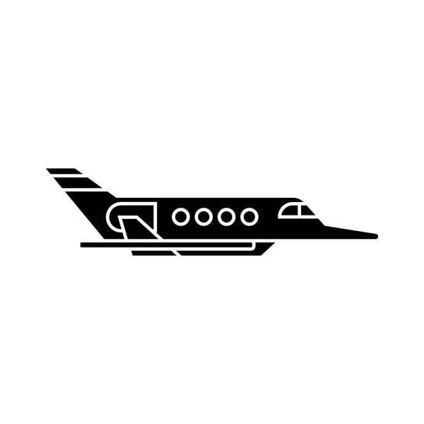 Concept d'icône noire d'avion. Panneau vectoriel d'aéronef, symbole, illustration . — Image vectorielle