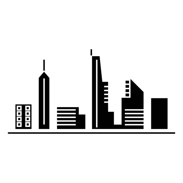 Městské skyblack černou ikonou koncept. Městské skyblack vektor znamení, symbol, ilustrace. — Stockový vektor