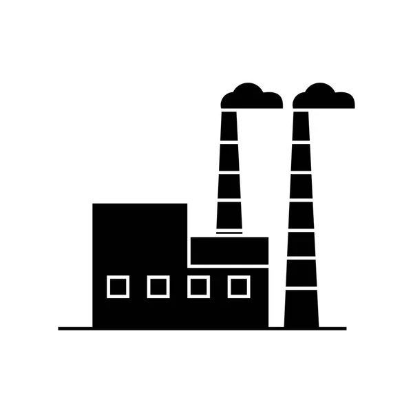 Industribyggnad svart ikon konceptet. Industribyggnad vector tecken, symbolen, illustration. — Stock vektor