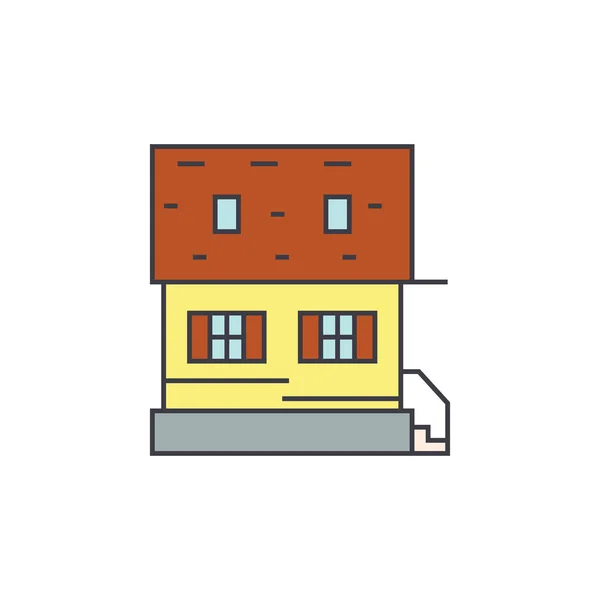 Cottage line icon concept. Cottage flat vector sign, symbol, illustration. — Stock Vector
