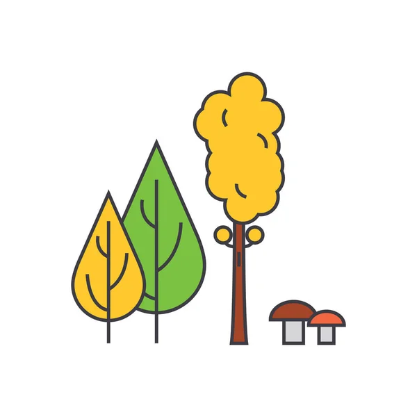 Concetto icona della linea di alberi forestali. Alberi forestali segno vettore piatto, simbolo, illustrazione . — Vettoriale Stock
