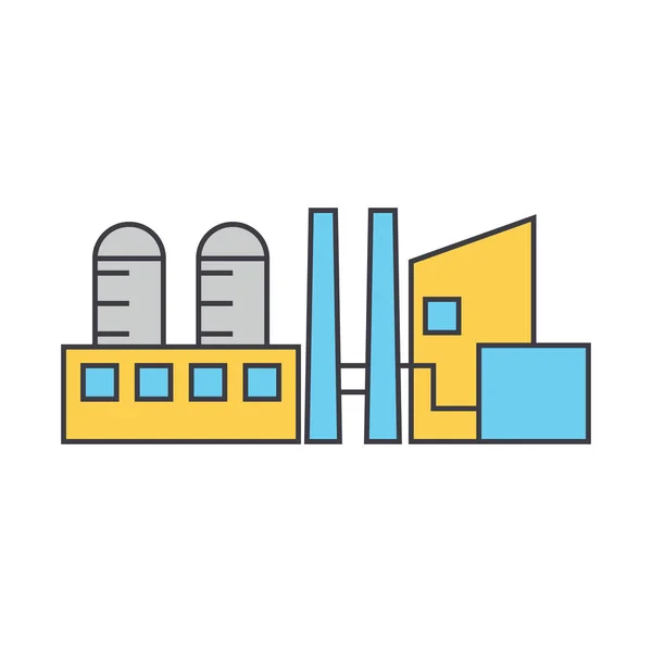 Concepto de línea de planta industrial. Planta industrial vector plano signo, símbolo, ilustración . — Vector de stock