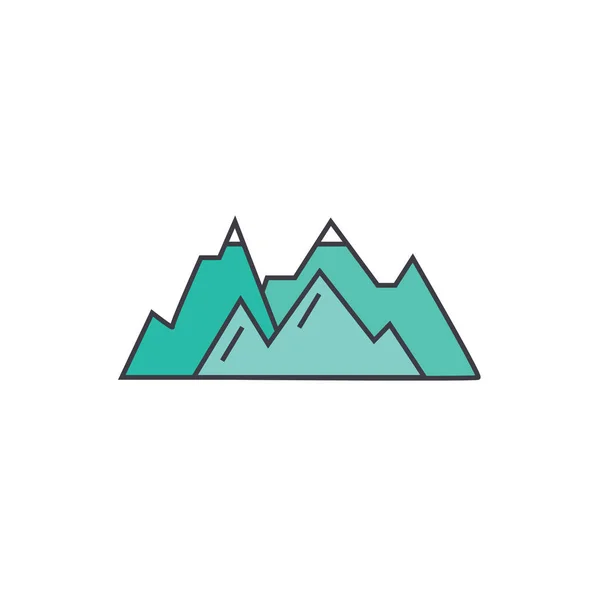 Montanhas conceito ícone de linha. Montanhas sinal vetorial plana, símbolo, ilustração . —  Vetores de Stock