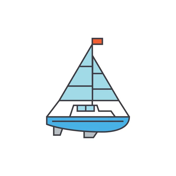 Sailing Yacht Line Icon Vector Illustration Sailing Yacht Flat Concept — Stock Vector