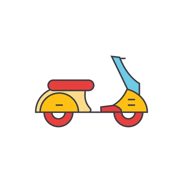 Scooter line ikonen koncept. Scooter platt vector tecken, symbolen, illustration. — Stock vektor