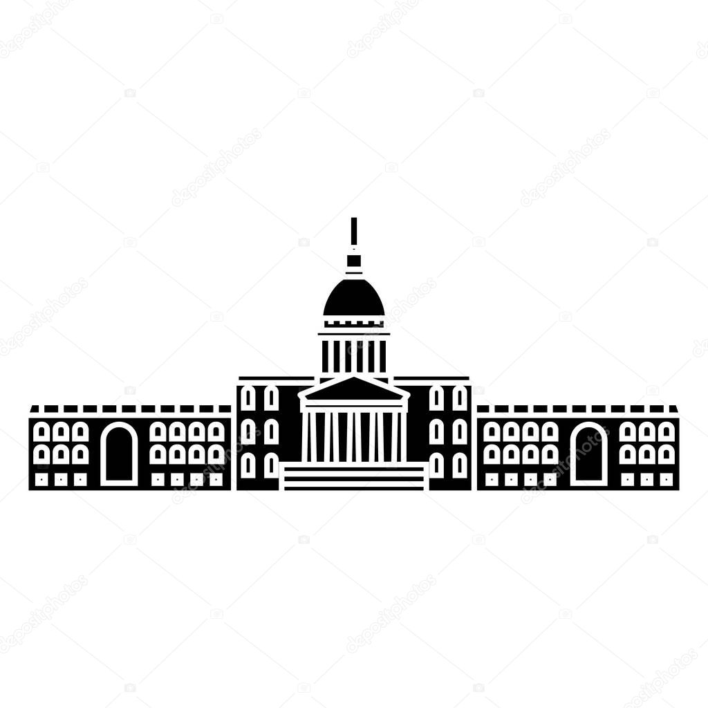 City hall black icon concept. City hall  vector sign, symbol, illustration.