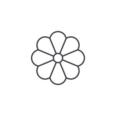 Nergis çiçek satırı simgesi kavramı. Nergis çiçek düz vektör işaret, sembol, şekil.