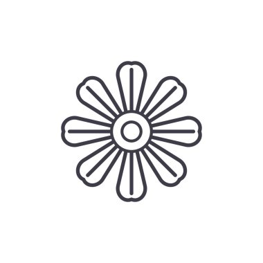 Papatya çiçek satırı simgesi kavramı. Papatya çiçek düz vektör işaret, sembol, şekil.