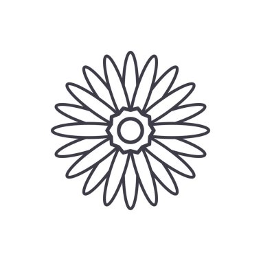 Gerbera çiçek satırı simgesi kavramı. Gerbera çiçek düz vektör işaret, sembol, şekil.