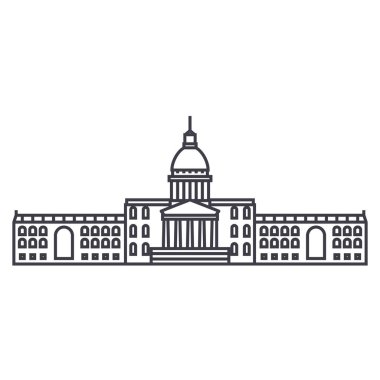 Belediye Binası ince çizgi simgesini kavramı. Belediye Binası doğrusal vektör işaret, sembol, illüstrasyon.