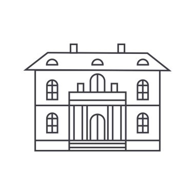 Şirin villa ince çizgi simgesini kavramı. Şirin villa doğrusal vektör işaret, sembol, şekil.