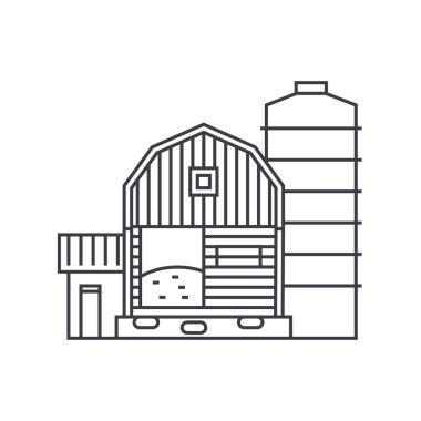 Çiftlik ince çizgi simgesini kavramı. Çiftlik doğrusal vektör işaret, sembol, şekil.