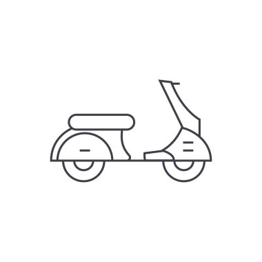 Scooter ince çizgi simgesini kavramı. Scooter doğrusal vektör işaret, sembol, şekil.
