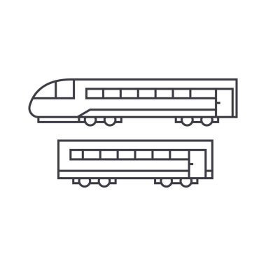 Tren ince çizgi simgesini kavramı. Tren doğrusal vektör işaret, sembol, şekil.