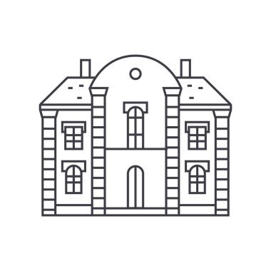 Villa Kale ince çizgi simgesini kavramı. Villa Kale doğrusal vektör işaret, sembol, şekil.