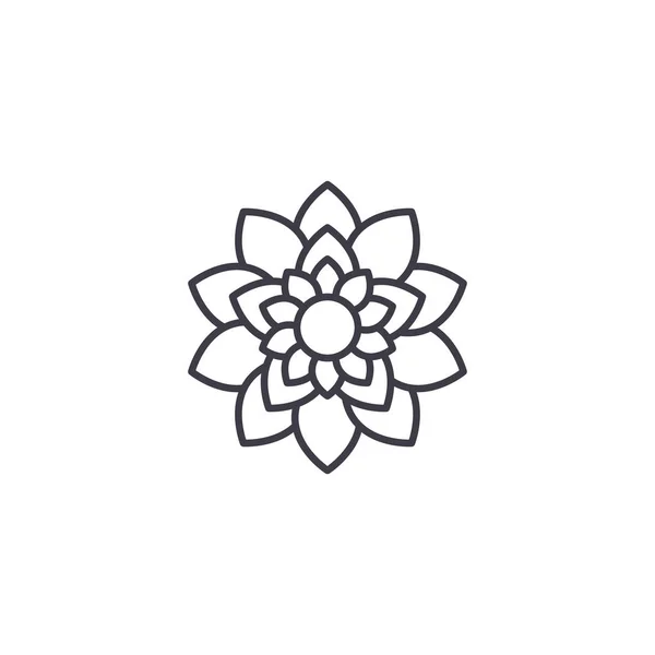 Lotus çiçeği satırı simgesi kavramı. Lotus çiçeği düz vektör işaret, sembol, şekil. — Stok Vektör