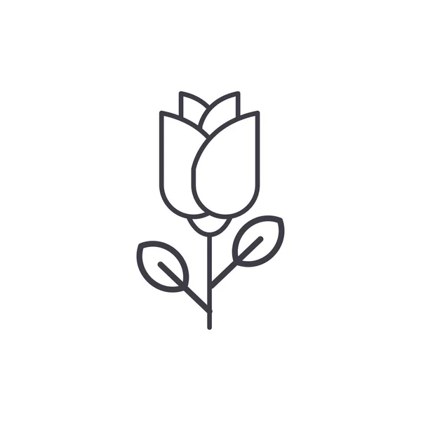 Un concept d'icône de ligne de rose. Un signe vectoriel plat rose, symbole, illustration . — Image vectorielle