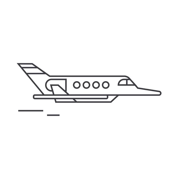 Vliegtuigen dunne lijn pictogram concept. Vliegtuigen lineaire vector teken, symbool, afbeelding. — Stockvector