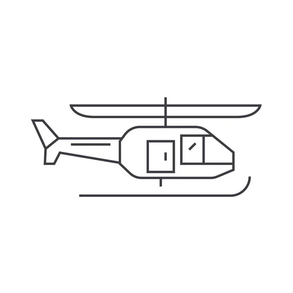 Helicóptero concepto de icono de línea delgada. Helicóptero vector lineal signo, símbolo, ilustración . — Vector de stock