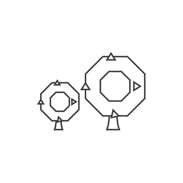 Concepto de icono de línea delgada de roble. Árbol de roble vector lineal signo, símbolo, ilustración . — Vector de stock
